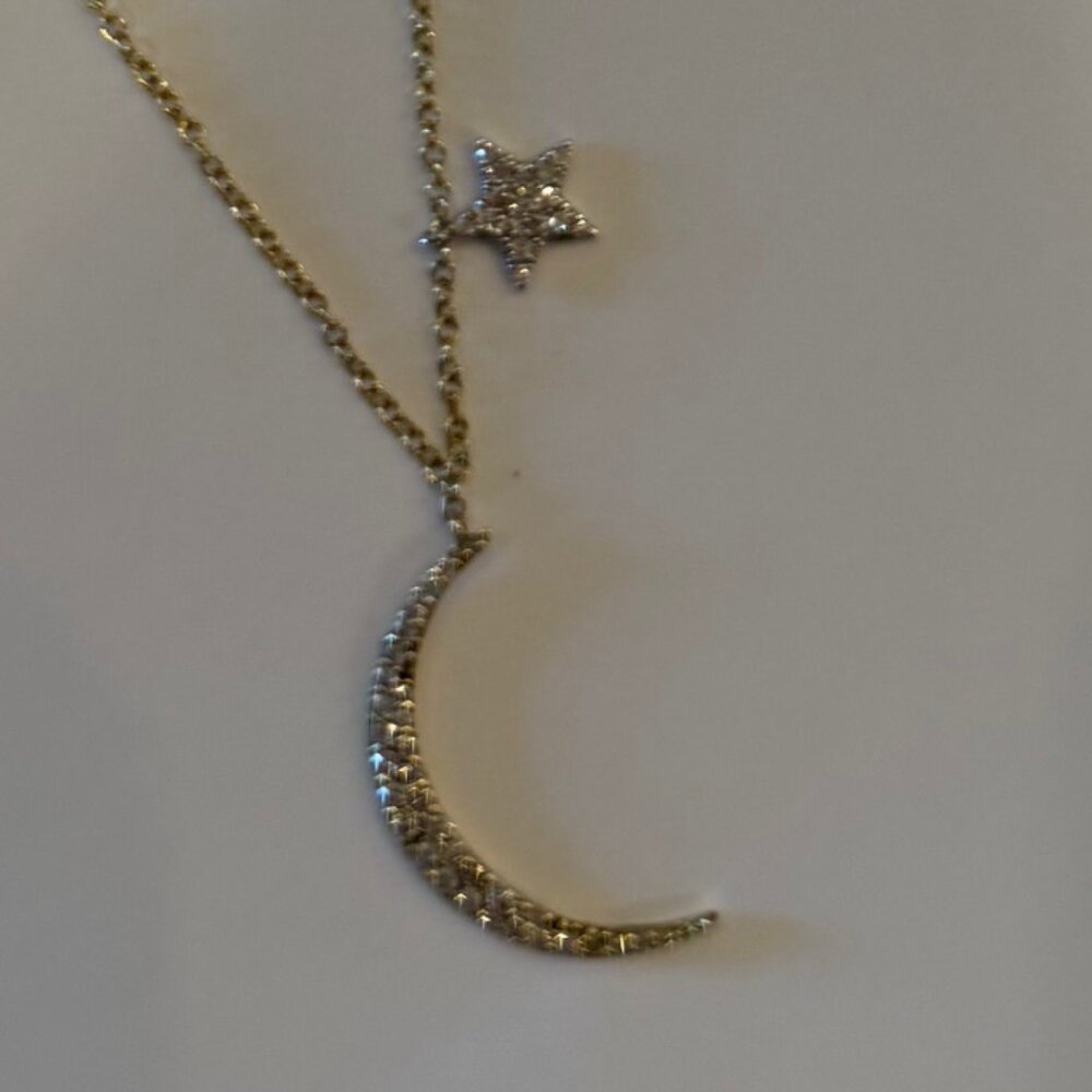 MIera T 14k and Pave' Moon and Star Necklace
